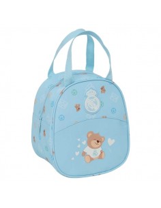 Safta Real Madrid Bolsa Preescolar Isotermica - Asa de Mano - Cremallera - 19x22x14cm - Color Azul