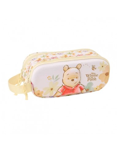 Safta Winnie the Pooh Portatodo 3D - 2 Compartimentos con Cremallera - Asa Lateral - Capacidad 1L - 21x8x6cm - Color Amarillo