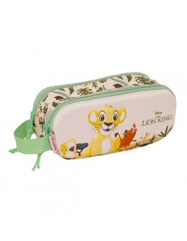 Safta el Rey Leon Portatodo 3D - 2 Compartimentos con Cremallera - Asa Lateral - Capacidad 1L - 21x8x6cm - Color Melocoton