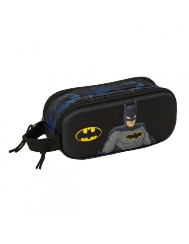 Safta Batman Portatodo 3D - 2 Compartimentos con Cremallera - Asa Lateral - Capacidad 1L - 21x8x6cm - Color Negro