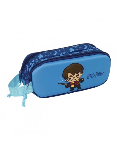 Safta Harry Potter Portatodo 3D - 2 Compartimentos con Cremallera - Asa Lateral - Capacidad 1L - 21x8x6cm - Color Azul