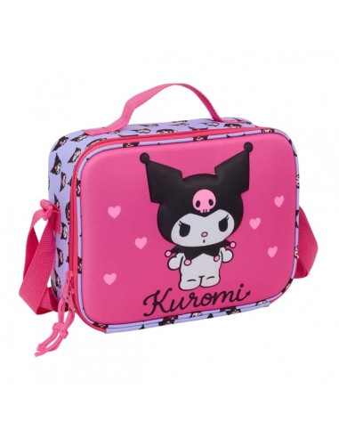 Safta Kuromi Bolsa Isotermica Porta Alimentos - Frontal 3D - Cremallera - Bandolera Ajustable - Asa de Mano - 25x19.5x9cm -