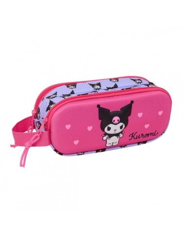 Safta Kuromi Portatodo 3D - 2 Compartimentos con Cremallera - Asa Lateral - Capacidad 1L - 21x8x6cm - Color Magenta