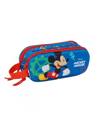Safta Mickey Mouse Portatodo 3D - 2 Compartimentos con Cremallera - Asa Lateral - Capacidad 1L - 21x8x6cm - Color Azul Oscuro