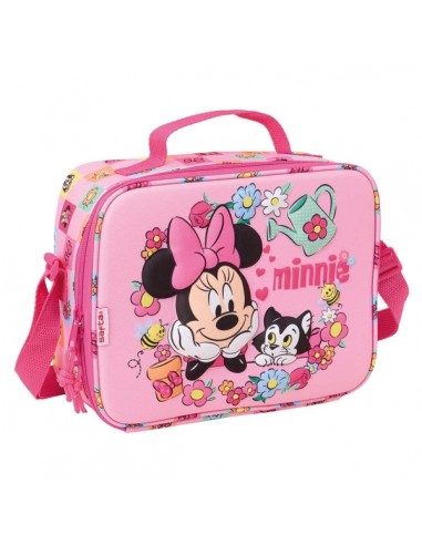Safta Minnie Mouse Bolsa Isotermica Porta Alimentos - Frontal 3D - Cremallera - Bandolera Ajustable - Asa de Mano -
