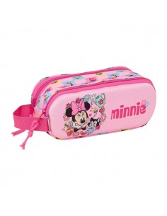 Safta Minnie Mouse Portatodo 3D - 2 Compartimentos con Cremallera - Asa Lateral - Capacidad 1L - 21x8x6cm - Color Rosa