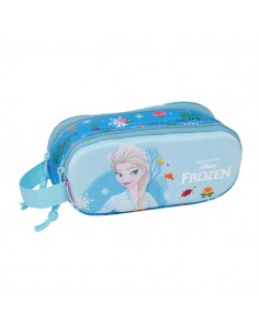 Safta Frozen 3D Portatodo 3D - 2 Compartimentos con Cremallera - Asa Lateral - Capacidad 1L - 21x8x6cm - Color Azul Claro