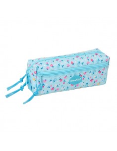 Safta Blackfit8 Petalos Portatodo - 3 Compartimentos con Cremallera - Goma Elastica - Compacto - 22x8.5x6cm - Color Azul Claro