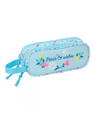Safta Blackfit8 Petalos Portatodo - 2 Compartimentos con Cremallera - Asa Lateral - Capacidad 1L - 21x8x6cm - Color Azul Claro