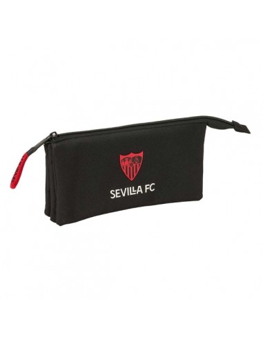 Safta Sevilla FC Portatodo - 3 Compartimentos con Cremallera - Bolsillo Interior Central - 22x12x3cm - Color Negro