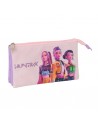 Safta K-Pop Demon Hunters Iconic Portatodo - 3 Compartimentos con Cremallera - Bolsillo Interior Central - 22x12x3cm - Color