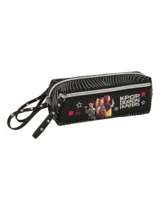 Safta K-Pop Demon Hunters Energy Portatodo - 3 Compartimentos con Cremallera - Goma Elastica - Compacto - 22x8.5x6cm - Color