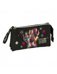 Safta K-Pop Demon Hunters Energy Portatodo - 3 Compartimentos con Cremallera - Bolsillo Interior Central - 22x12x3cm - Color