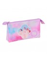 Safta K-Pop Demon Hunters Artist Portatodo - 3 Compartimentos con Cremallera - Bolsillo Interior Central - 22x12x3cm -