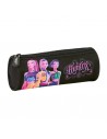 Safta K-Pop Demon Hunters Portatodo Redondo - Cremallera con Tirador - 20x7x7cm - Color Negro y Rosa
