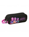 Safta K-Pop Demon Hunters Portatodo - 2 Compartimentos con Cremallera - Asa Lateral - Capacidad 1L - 21x8x6cm - Color Negro y