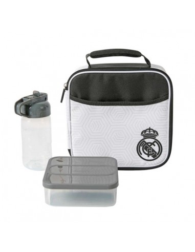 Safta Real Madrid Bolsa Isotermica Porta Alimentos - Cremallera - Incluye Recipiente de 650ml - Botella de 335ml - Bolsillo