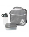 Safta Real Madrid Bolsa Isotermica Porta Alimentos - Cremallera - Incluye Recipiente de 650ml - Botella de 335ml - Bolsillo
