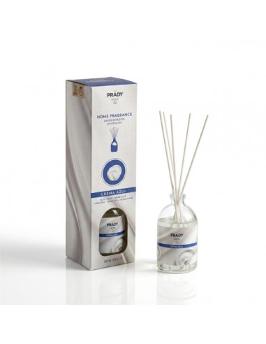 Prady Ambientador Mikado Crema Azul - Frasco de Cristal 100ml y Varitas Difusoras