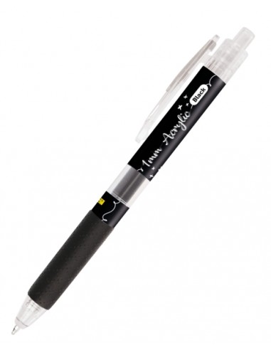Online Boligrafo Retractil - Tinta Acrilica - Punta Fina de 1mm - Color Negro