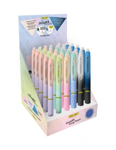 Online MagiXX Design Fashion Expositor con 30 Boligrafos de Tinta Gel Borrable - Retractil - Trazo de 0.7mm - Cartucho