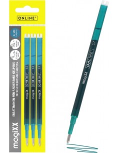 Online MagiXX Pack de 3 Recambios de Tinta Gel Borrable - Trazo de 0.7mm - Color Turquesa