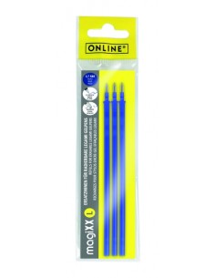 Online MagiXX L Pack de 3 Recambios de Tinta Gel Borrable - Trazo de 0.7mm - Color Azul