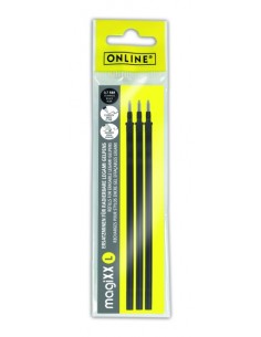 Online MagiXX L Pack de 3 Recambios de Tinta Gel Borrable - Trazo de 0.7mm - Color Negro
