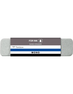 Tombow Mono Sand Goma de Borrar para Tinta - 13g - Microparticulas de Arena - Forma Biselada - Funda de Papel - Color Gris