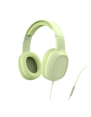 Hama Fun C Auriculares con Microfono Omnidireccional - Cable 1.2m - Diadema Ajustable - Almohadillas de Cuero - Color Verde