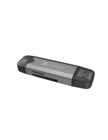 Natec Scarab 3 Lector de Tarjetas - SD MICRO SD-USB 3.1 GEN 1-USB-A-USB-C - Color Gris
