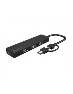 Natec Mayfly Hub USB-C - 4 Puertos USB 3.0 - Adaptador USB-C a USB-A - Color Negro