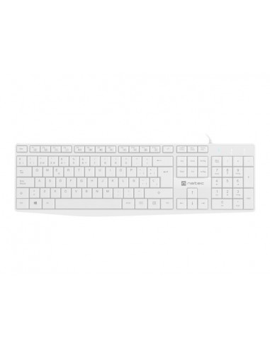 Natec Nautilus Teclado-Multimedia USB - 106 Teclas Membrana - Resistente a Salpicaduras - Color Blanco
