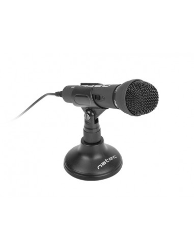 Natec Adder Microfono Omnidireccional de Sobremesa - Base tipo Tripode - Sensibilidad de -55dB - Color Negro