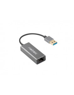 Natec Cricket Adaptador de Red Ethernet USB 3.0 a RJ45 1GB - Transferencia de Datos Rapida y Fiable - Color Gris