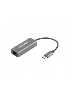 Natec Cricket Adaptador de Red Ethernet USB-C 3.1 a RJ45 1GB - Transferencia de Datos Rapida y Fiable - Color Gris