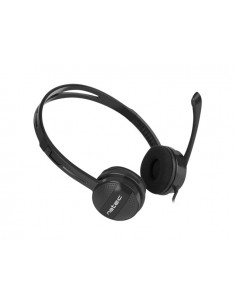 Natec Canary Go Auriculares Diadema con Microfono - MiniJack de 3 5 mm - Control de Volumen Integrado - Color Negro
