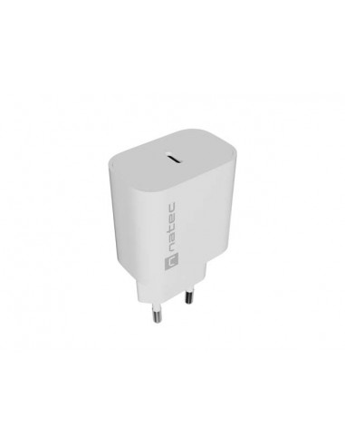 Natec Ribera Cargador de Pared 20W - 1xUSB-C - Carga Rapida - Color Blanco