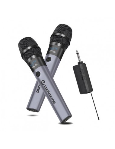 Coolsound CS0287 Pack 2 Microfono Inalambrico UHF - Autonomia Hasta 6 Horas - Receptor Incluido - Emparejamiento Automatico -