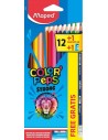 Maped ColorÂ´Peps Strong Pack de 12 Lapices Triangulares de Colores-1 Lapiz de Grafito con Goma-Sacapuntas - Sin Madera