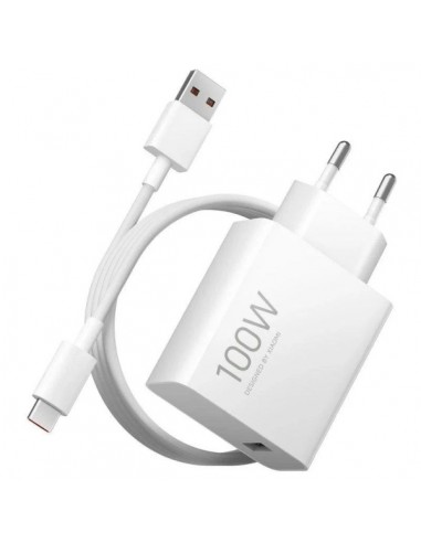 Xiaomi 100W Cargador GAN de Pared para Smartphone USB-A 100W-Cable - Identificacion Inteligente de Dispositivos - Color