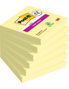 Post-It Super Sticky Pack de 6 Blocs de 90 Notas Adhesivas Reposicionables - 76x76mm - Promocion 4 Blocs-2 Gratis - Color
