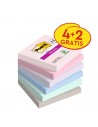 Post-It Super Sticky Pack de 6 Blocs de 90 Notas Adhesivas Reposicionables - Forma Cuadrada - 76x76mm - Colores Surtidos
