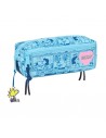Safta Snoopy Love Portatodo Triple PequeÃ±o - 3 Compartimentos con Cremallera - Asa Lateral - 22x6x8.5cm - Color Azul