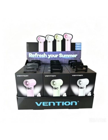 Vention PBE-PACK2 Pack 12 Ventiladores de Mano - Velocidad Maxima 17000RPM - Nivel Regulable de 1 a 100 - Bateria de 3000mAh