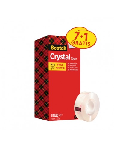 Scotch Pack de 8 Cintas Adhesivas - 19mm x 33m - Promocion 7-1 Gratis - Color Transparente