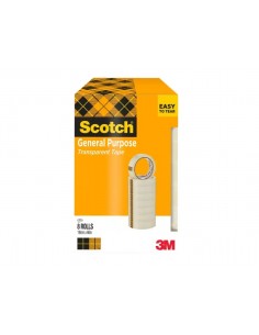 Scotch 508 Pack de 8 Cintas Adhesivas 19mm x 66m - Transparente