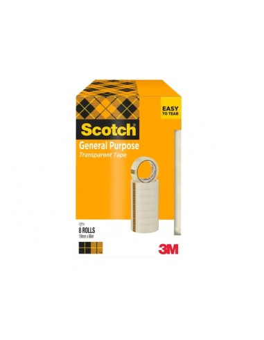 Scotch 508 Pack de 8 Cintas Adhesivas 19mm x 66m - Transparente