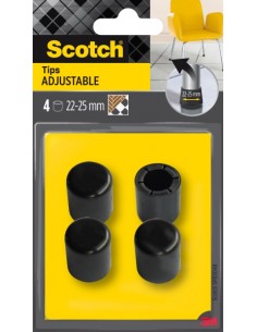 Scotch Pack de 4 Conteras Ajustables - Diametro de 22-25mm - Color Negro