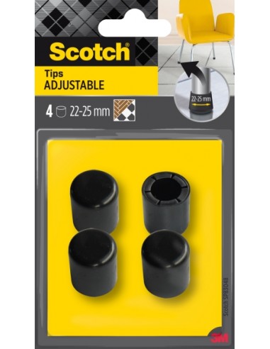 Scotch Pack de 4 Conteras Ajustables - Diametro de 22-25mm - Color Negro